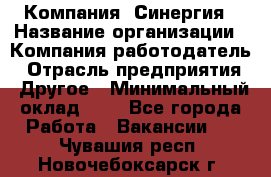 Компания «Синергия › Название организации ­ Компания-работодатель › Отрасль предприятия ­ Другое › Минимальный оклад ­ 1 - Все города Работа » Вакансии   . Чувашия респ.,Новочебоксарск г.